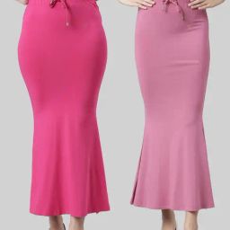 TWIN BIRDS Pink & Fuchsia Plain Saree Shapewear - Pack Of 2-6