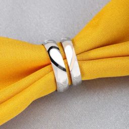 Peora Stainless Steel Love Heart Shape Matching Promise Couple Rings - Set of 2-85