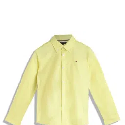 Tommy Hilfiger Boys Yellow Solid Regular Fit Shirt-image-101