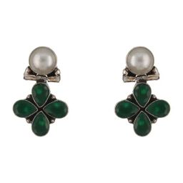 Saraf RS Jewellery Green Statement Brass Earrings for Women-image-10