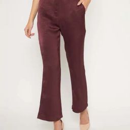 MADAME Maroon Plain Trousers-picture-20