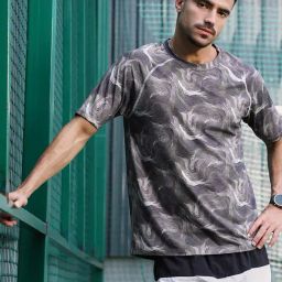 Campus Sutra Charcoal Black Flow-Lined Activewear T-Shirt-picture-25