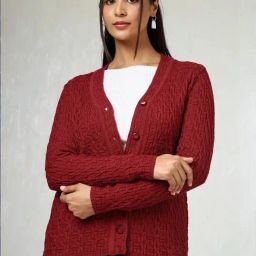 Soch Maroon Self Design Cardigan-image-74
