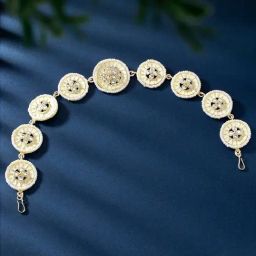 Peora Gold Plated White Kundan Studded Sheeshphool Mathapatti Sheeshpatti Ethnic Jewellery For Women-image-22