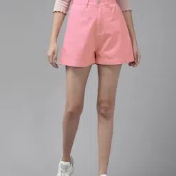 KASSUALLY Pink Relaxed Fit Shorts-image-29