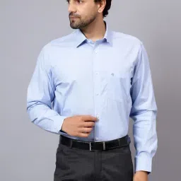 Cantabil Sky Blue Regular Fit Texture Shirt-picture-4