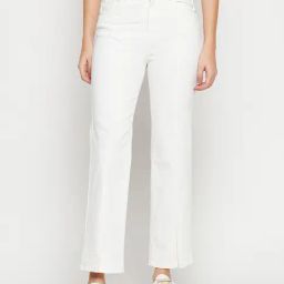 Madame White Cotton Relaxed Fit Solid Jeans-image-81