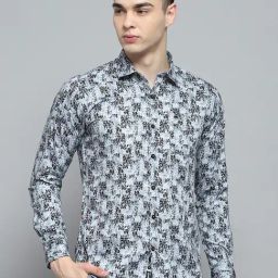 Monte Carlo Mens Printed Grey Collar Full Sleeve Shirt-image-59