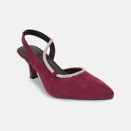 Lavie Embellished Velvet Slim Heeled Pumps-13