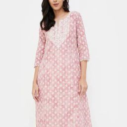 Melange by Lifestyle Pink Embroidered Kurta-picture-15