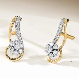 Curvy Bloom 18 kt Yellow Gold Stud Diamond Earring for Woman-image-78