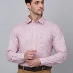 Cantabil Pink Cotton Regular Fit Printed Shirt-image-5