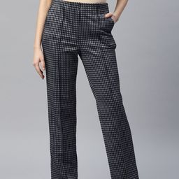 Marks & Spencer Women Black Checked High-Rise Trousers-picture-22