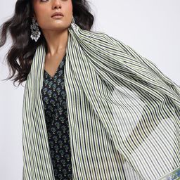 HERE&NOW Women Floral Printed Regular Pure Cotton Kurta with Trousers & With Dupatta-picture-34