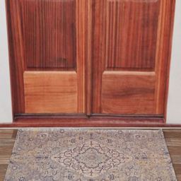 Aura Beige & Blue Textured Anti Skid Doormat-13