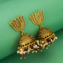 Anouk Gold-Plated Pearls Beaded Dome Shaped Jhumkas-71