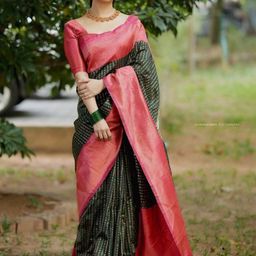 CaniBani Green Silk Blend Banarasi Sarees-picture-29