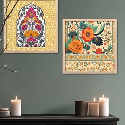 Kotart Brown & Green Set of 2 Piece Wood Abstract Wall Paintings-picture-21