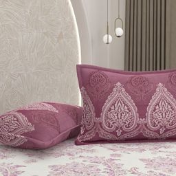 Pure Decor White & Purple Ethnic Motifs 350 TC Queen Bedsheet with 2 Pillow Covers-image-101