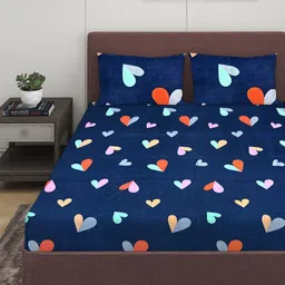 Myntra Elegant Homes Blue & Red Geometric 144 TC Queen Bedsheet with 2 Pillow Covers-image-90