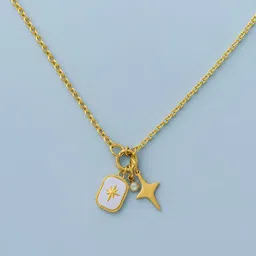The Jewellery Tale Stainless Steel Gold-Plated Stones Studded Enamelled Pendant With Chain-picture-9