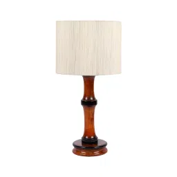Tucasa NTU-237 B-22 Table Lamp with Wood Base (Beige)-11