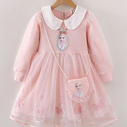 YK Women Self Design Peter Pan Collar Puff Sleeve Fit & Flare Dress-image-51