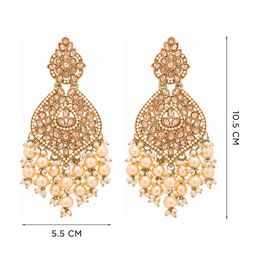 Yellow Chimes Gold-Plated Kundan Drop Earrings image 5