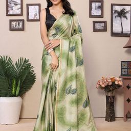 KALINI Floral Printed Zari Saree With Unstitched Blouse Piece-image-33