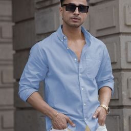 Powerlook Men Solid Spread Collar Cotton Casual Shirt-image-58