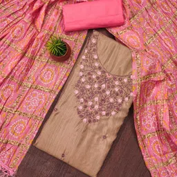 LeeliPeeri Designer Floral Embroidered Unstitched Dress Material-image-13