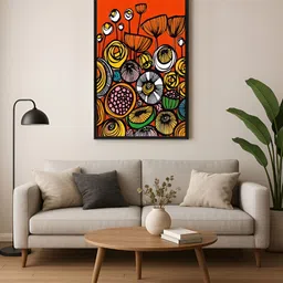 999Store Orange & Green 1 Piece Canvas Floral and Botanical Wall Paintings-image-6
