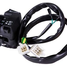 Uno Minda SW-0685BN Handle BAR Switch- Left Side - SELF Start - (6 & 7 PIN White Male Coupler, 2 Short Wire Bullets) for-Hero-Ignitor (2012-14) image 1