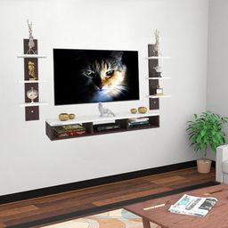 erawud Riano Wall Mount TV Entertainment Unit/with Set Top Box Stand and Wall Shelf Display Rack for Living Room Wenge & White (Ideal for up to 32") Screen image 1