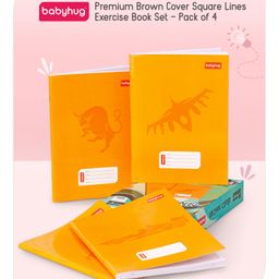 Babyhug Premium Brown Cover Square Lines Exercise Book Set Pack of 4 - 172 Pages Each-image-21