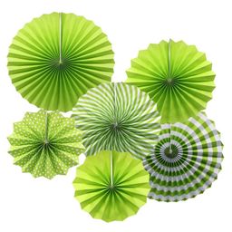 Johra Polka Dot Stripes Decoration Party Fans Green - Pack of 6-image-74