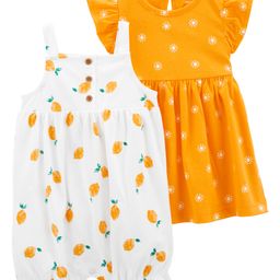 Carter's 2-Pack 1-Piece Lemon Print Dress Set - Orange & White-image-46