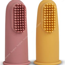 Baybee Silicone Baby Finger Brush with Super Soft Bristles BPA Free Teeth & Tongue Cleaning Toothbrush (Pack of 2) - Pink & Yellow-51