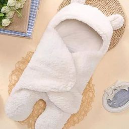 Babyzone Baby Hooded Solid Color Soft Wearable Blanket - White-image-6