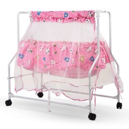 Baybee Bella Baby Swing Cradle for Newborn Baby Infant Baby Cradle Jhula for Baby with Mosquito Net & Wheels - Pink-picture-40
