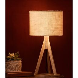 Green Girgit Jute Trio Wooden Lamp - White-21
