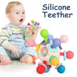 BitFeex Silicone Ball Teether Baby Sensory Rattle Teether Grasping Activity Development Silicone Teething Toys (Pack of 1Pcs, Color may Vary)-19