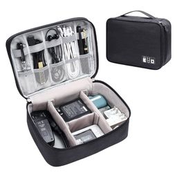 House of Quirk Polyester Electronics Accessories Organizer Bag Universal Carry Travel Gadget Bag For Cables-Black-51