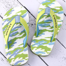 Pine Kids Slip On Flip Flops with Camouflage Print - Light Green-image-0