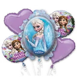 Decor Mantra frozen cartoon theme dall shape foilballoon for kid girls theme birthday decoration - Blue - Pack of 5-picture-1