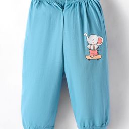 Tango Single Jersey Knit Full Length Lounge Pant With Elephant Print - Light Blue-image-18