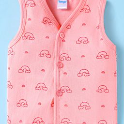 Tango Single Jersey Knit Sleeveless Jhabla With Rainbow Print - Pink-20