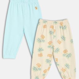 MINI KLUB Cotton Knit Pack Of 2 Beach Theme Printed Pants - Blue & Beige-image-112