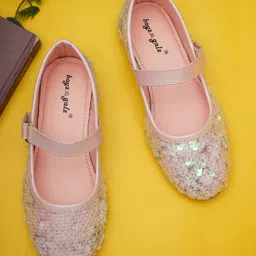 boyz n galz Sequins Embellished Velcro Closure Mary Jane Ballerinas - Pink-picture-0