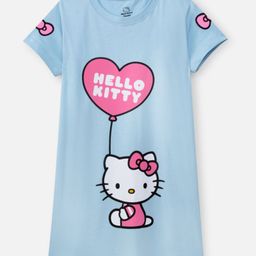 Nap Chief Cotton Knit Hello Kitty Featuring Half Sleeves Kitty White Printed Dress - Sky Blue-image-67